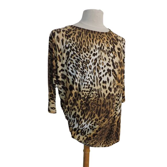 Iman Leopard Print Ruched Tunic Size L - Picture 3 of 5